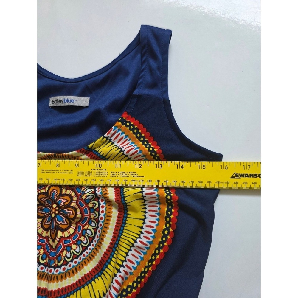 Bailey Blue Maxi Dress Small Navy Red Boho Medallion Paisley Sleeveless - Picture 6 of 7
